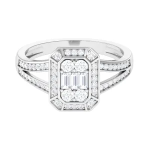 1 CT Split Shank Moissanite Statement Engagement Ring