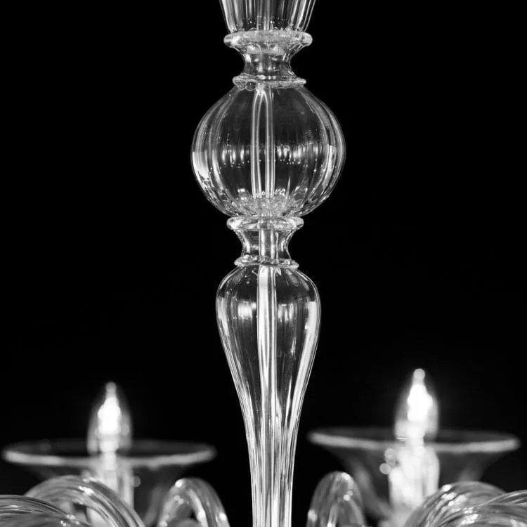 10 Light Murano Clear Glass Chandelier