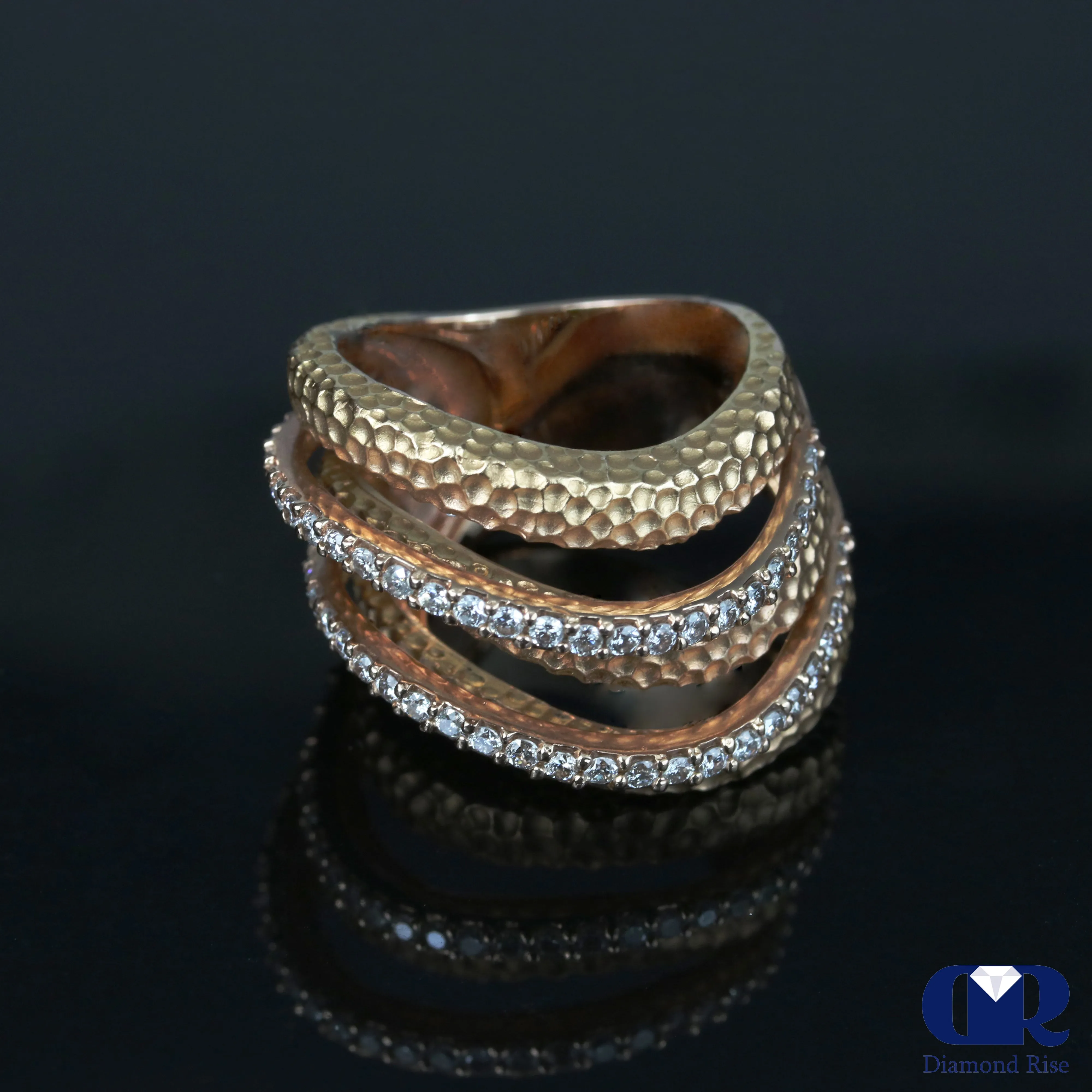 1.00 Ct Diamond Cocktail Ring & Right Hand Ring In 14K Rose Gold