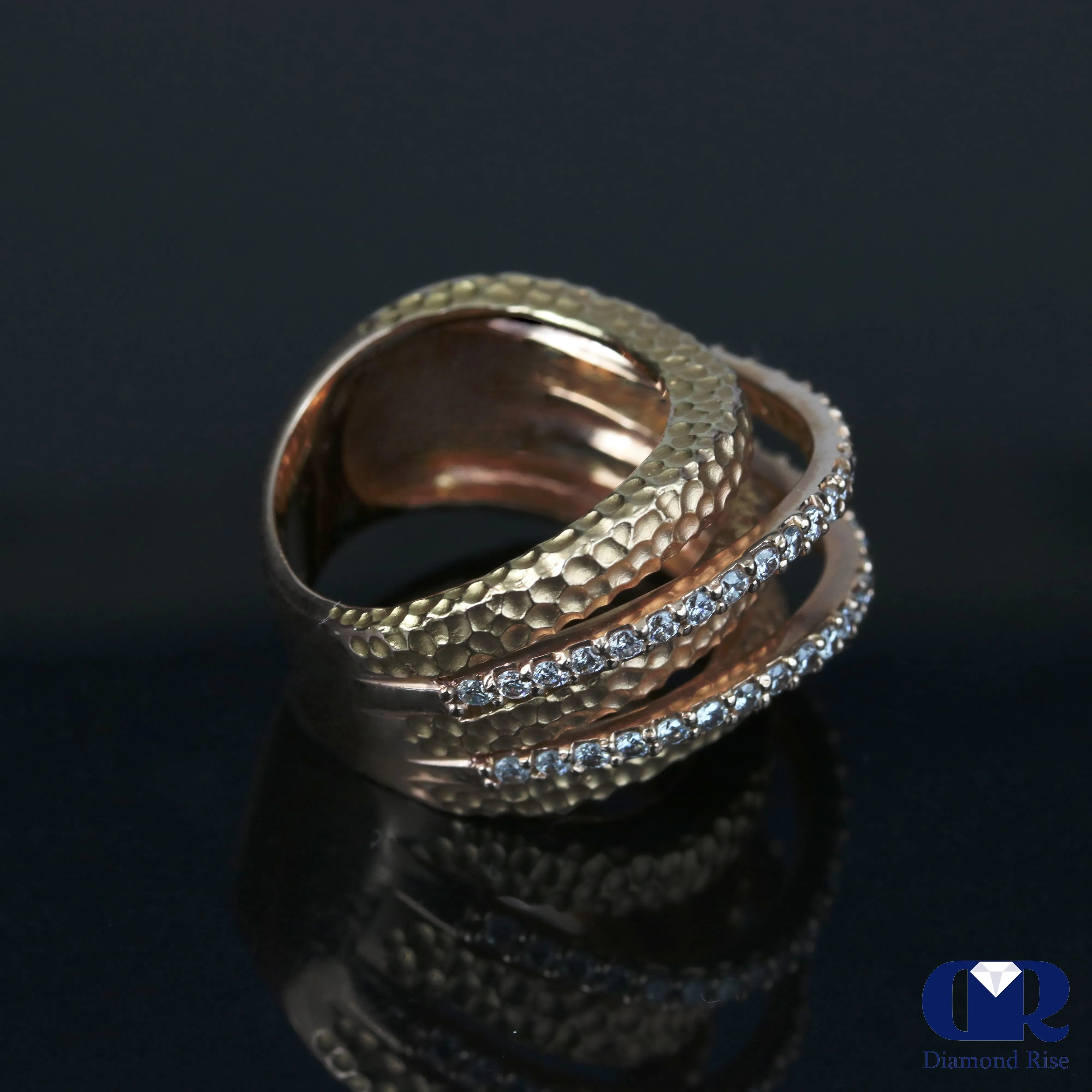 1.00 Ct Diamond Cocktail Ring & Right Hand Ring In 14K Rose Gold