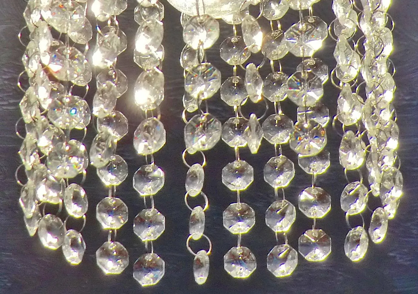 12 Strands Clear 16mm Octagon Chandelier Drops Glass Crystals 2.5m Garland Beads Droplets colourless