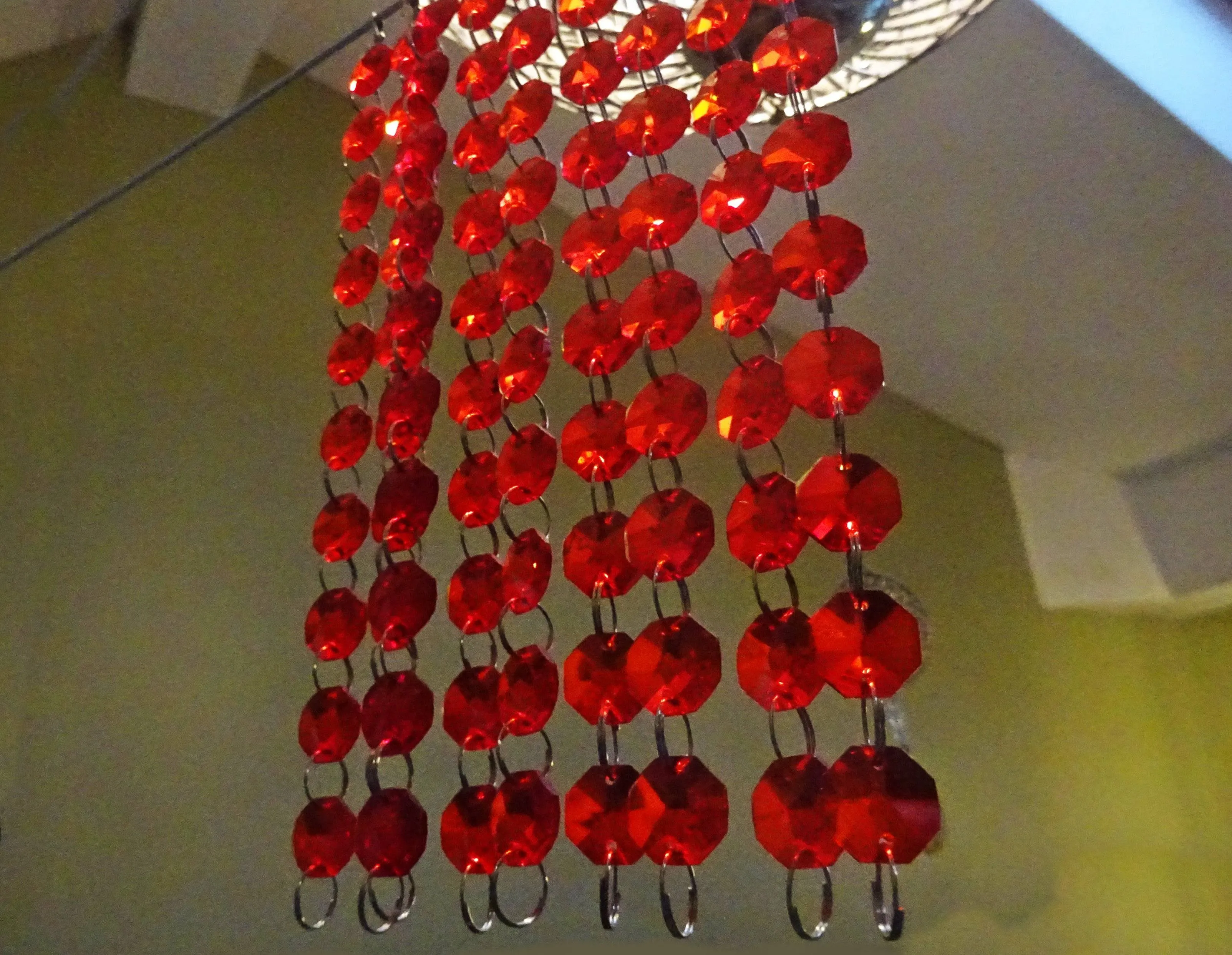 12 Strands Red 14mm Octagon Chandelier Drops Glass Crystals 2.4m Garland Beads Droplets