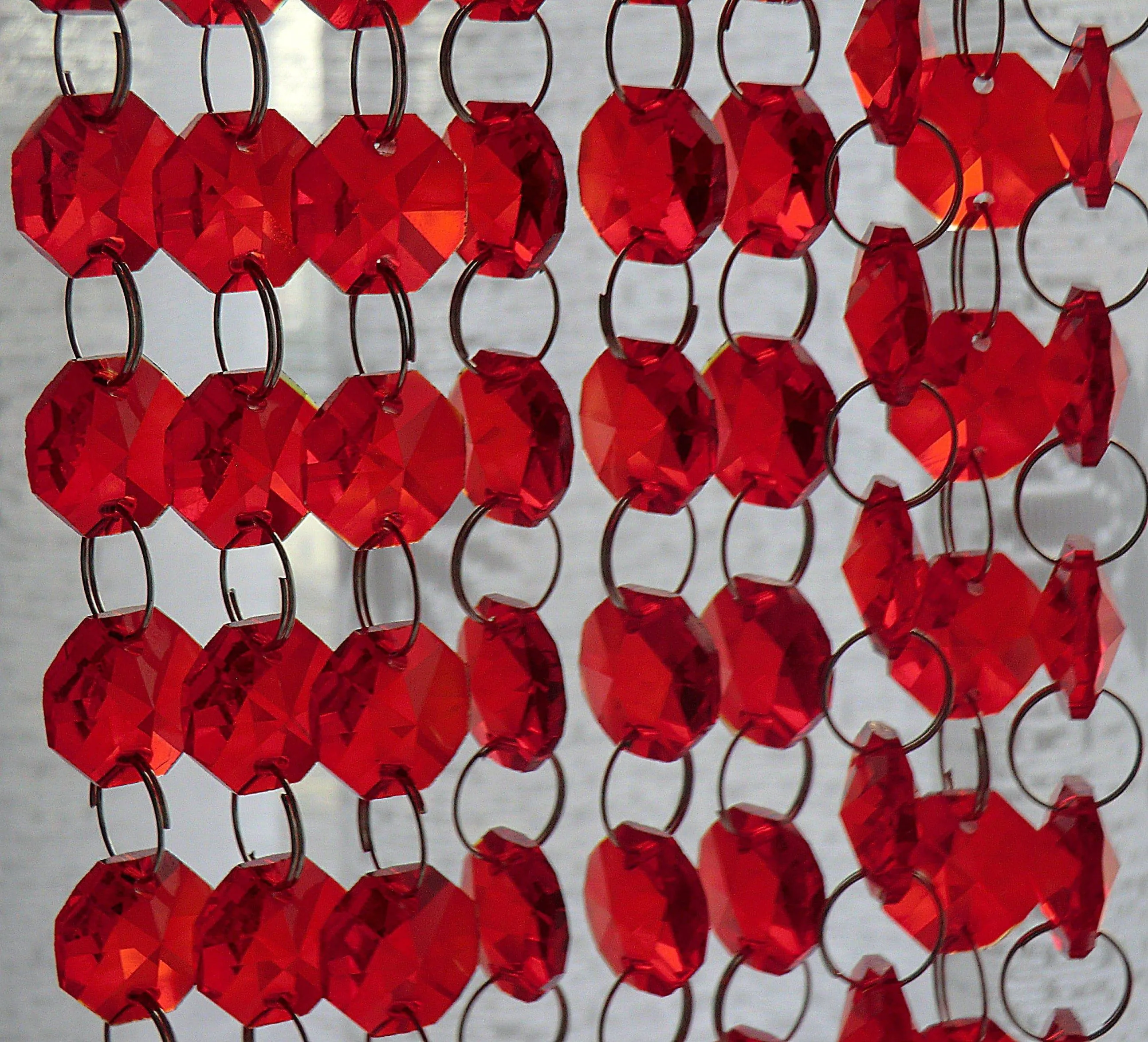 12 Strands Red 14mm Octagon Chandelier Drops Glass Crystals 2.4m Garland Beads Droplets