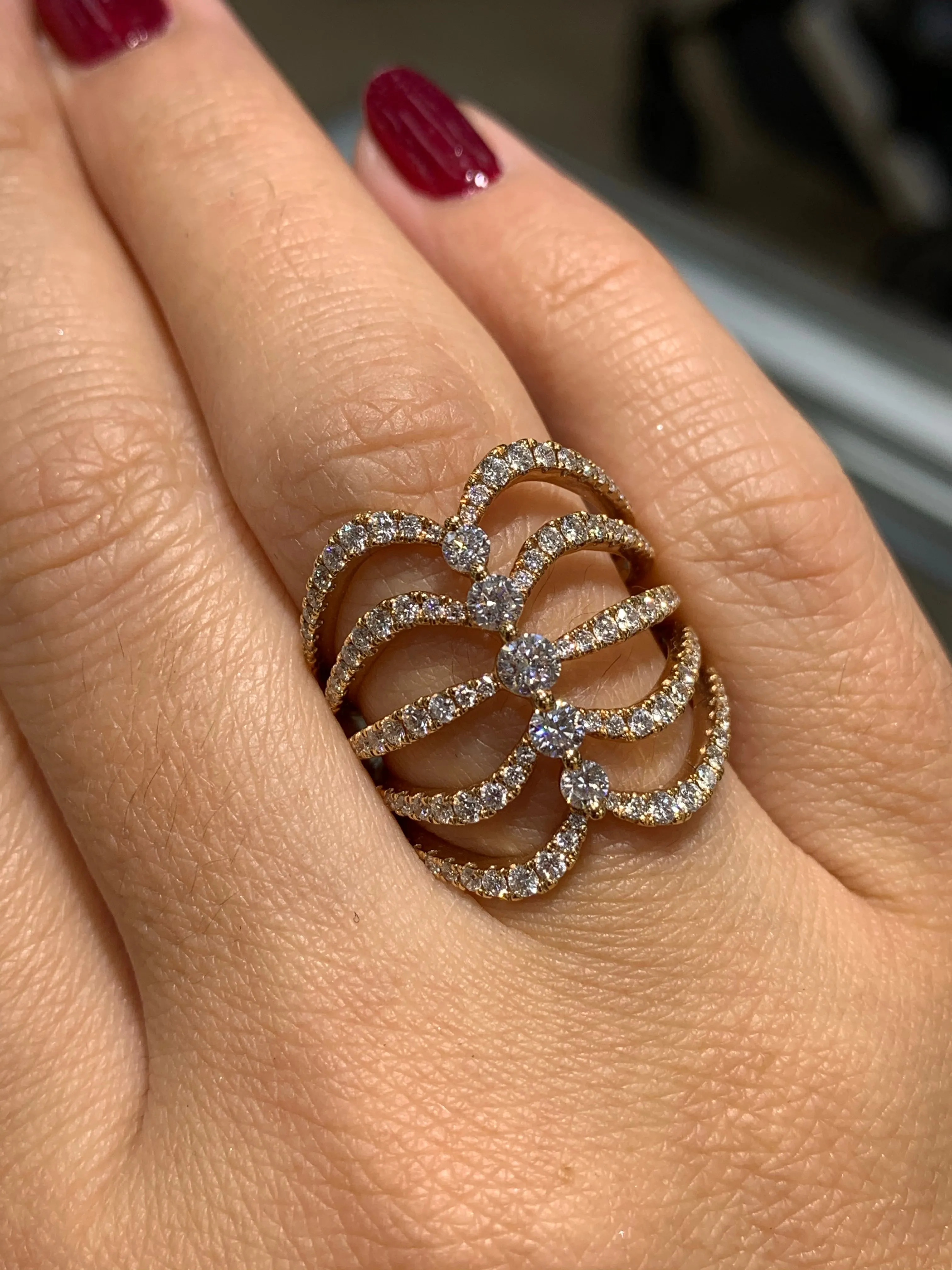 1.31ct tw Diamond Fancy  Rose Gold Cocktail Ring