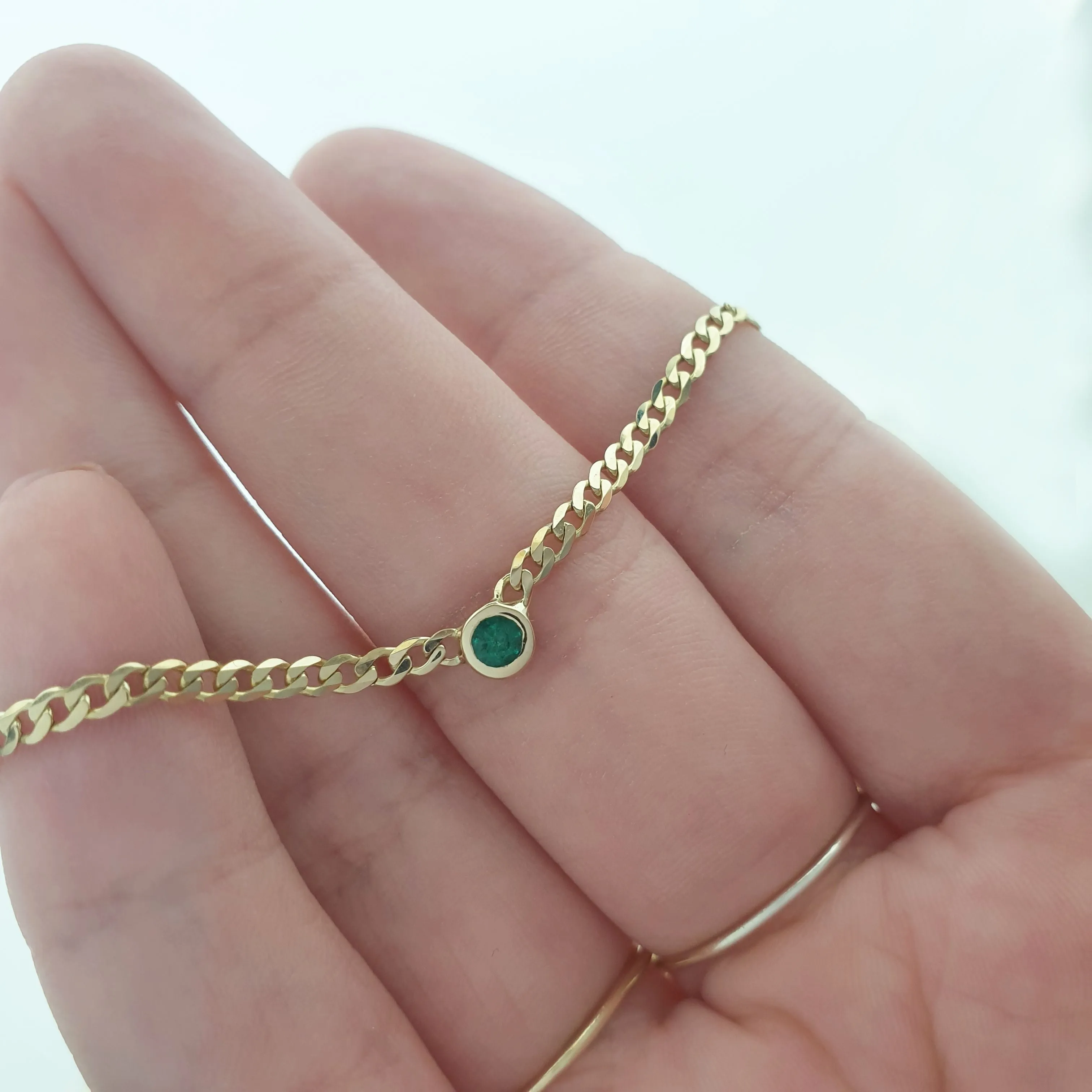 14k Gold chain emerald