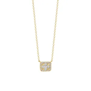 14k Gold Diamond Cluster Pendant Necklace