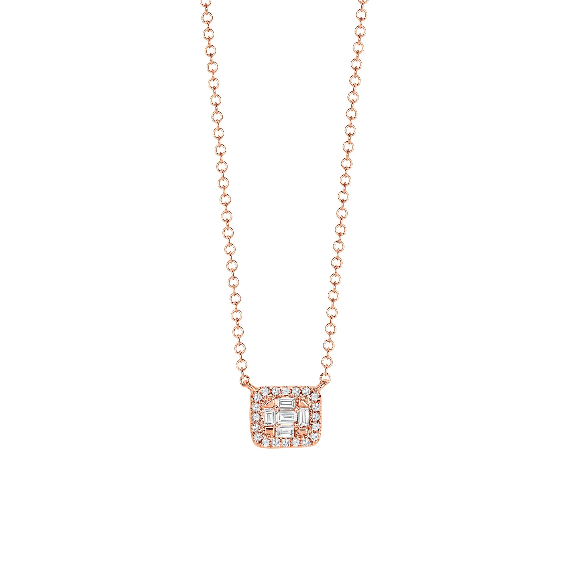 14k Gold Diamond Cluster Pendant Necklace