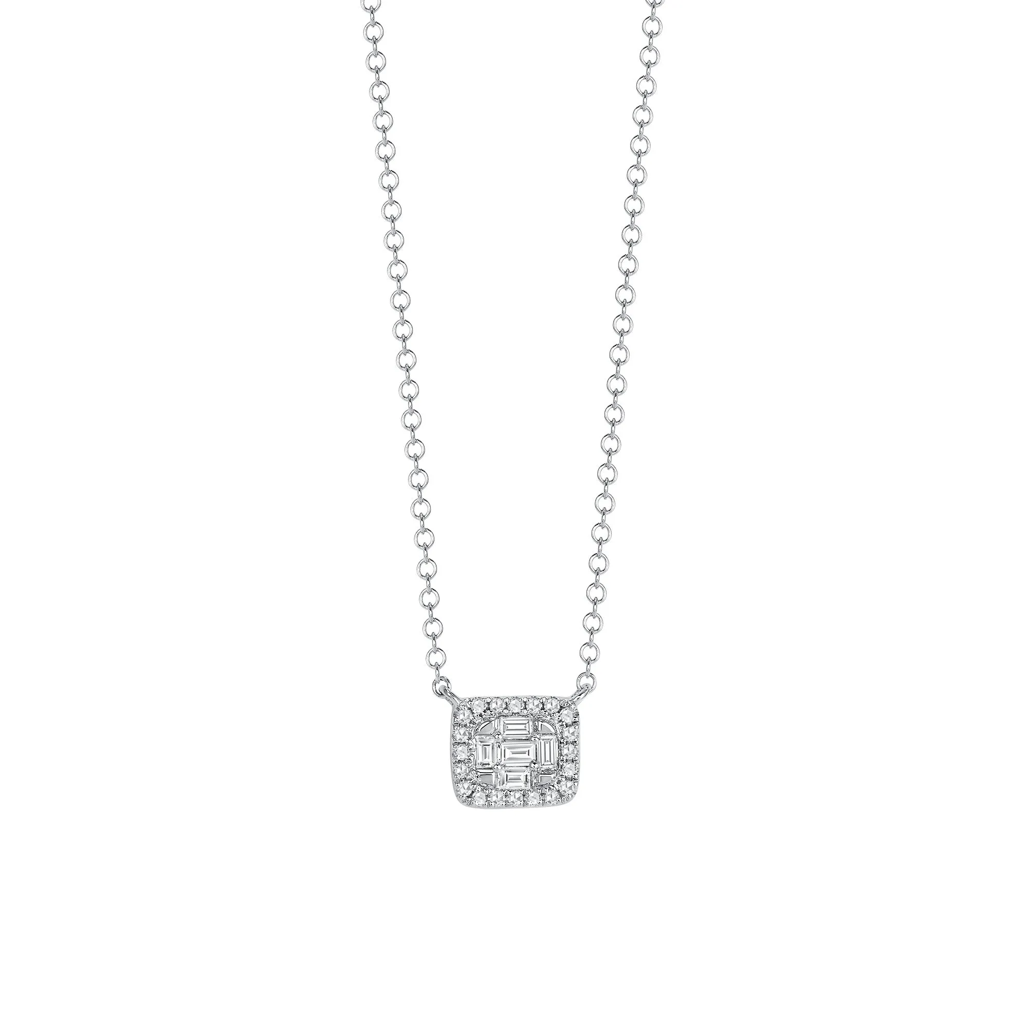 14k Gold Diamond Cluster Pendant Necklace