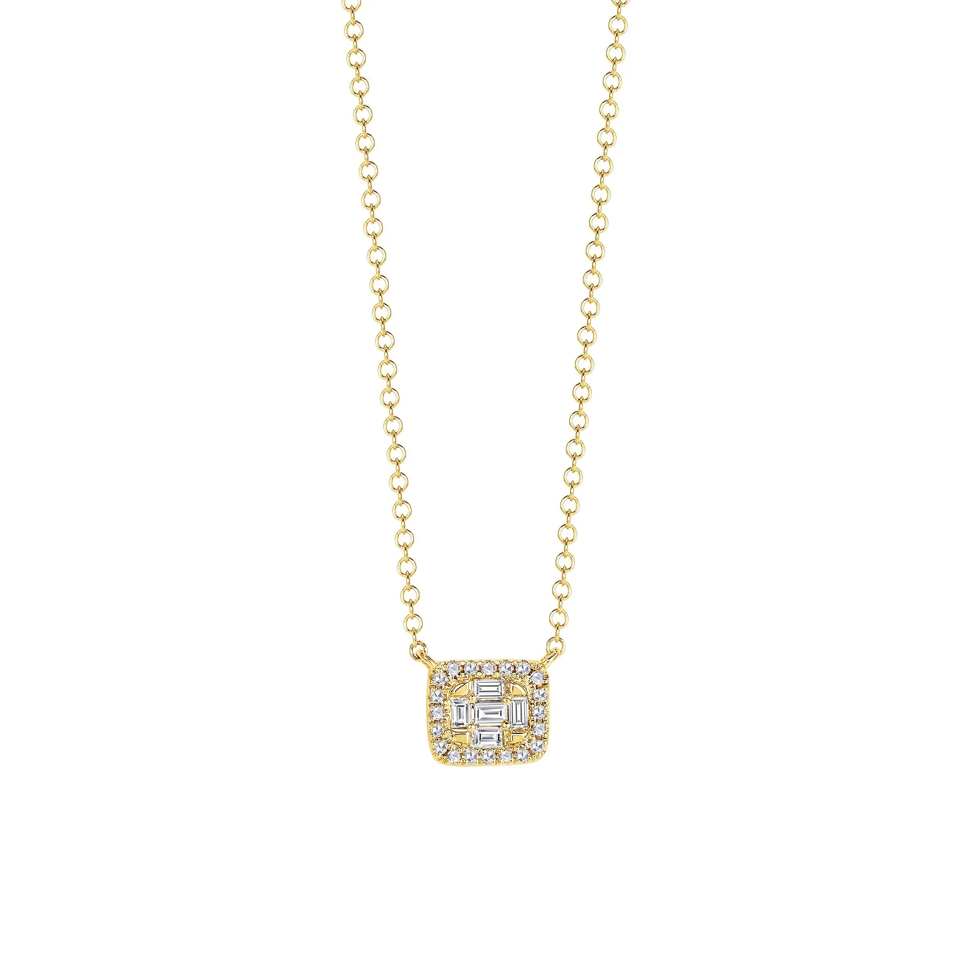 14k Gold Diamond Cluster Pendant Necklace