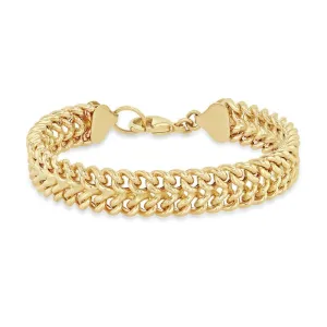 14k Gold Double Wide Curb Chain Bracelet 7" Length