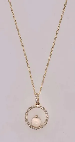 14K Opal & Diamond Pendant Necklace