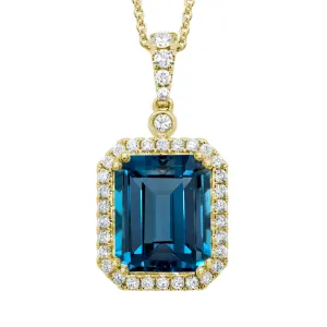 14k Yellow Gold London Blue Topaz Pendant