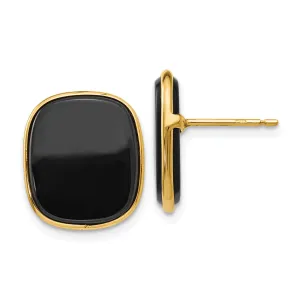 14k Yellow Gold Polished Black Onyx Post Earrings