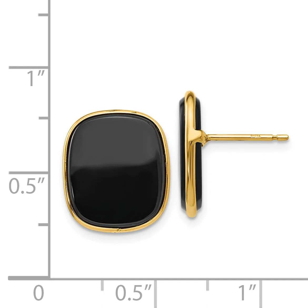 14k Yellow Gold Polished Black Onyx Post Earrings