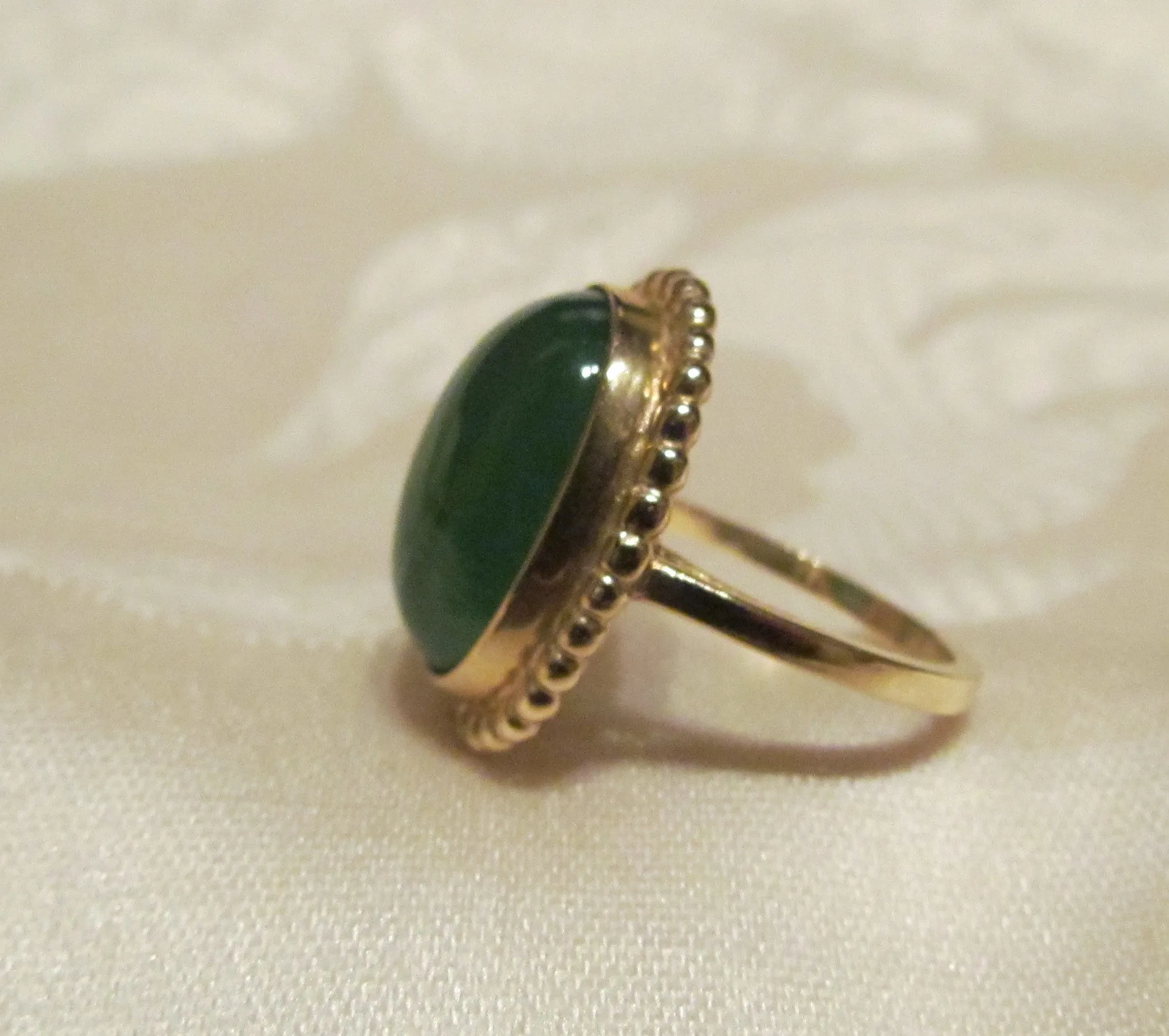 14Kt Gold Ring 6.55ct Chrysoprase Ring High Fashion Bruce Magnotti Cocktail Ring Fine Jewelry Size 6 1/2