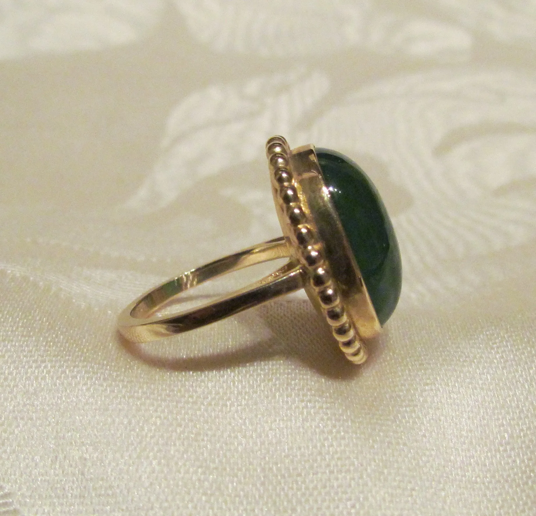 14Kt Gold Ring 6.55ct Chrysoprase Ring High Fashion Bruce Magnotti Cocktail Ring Fine Jewelry Size 6 1/2