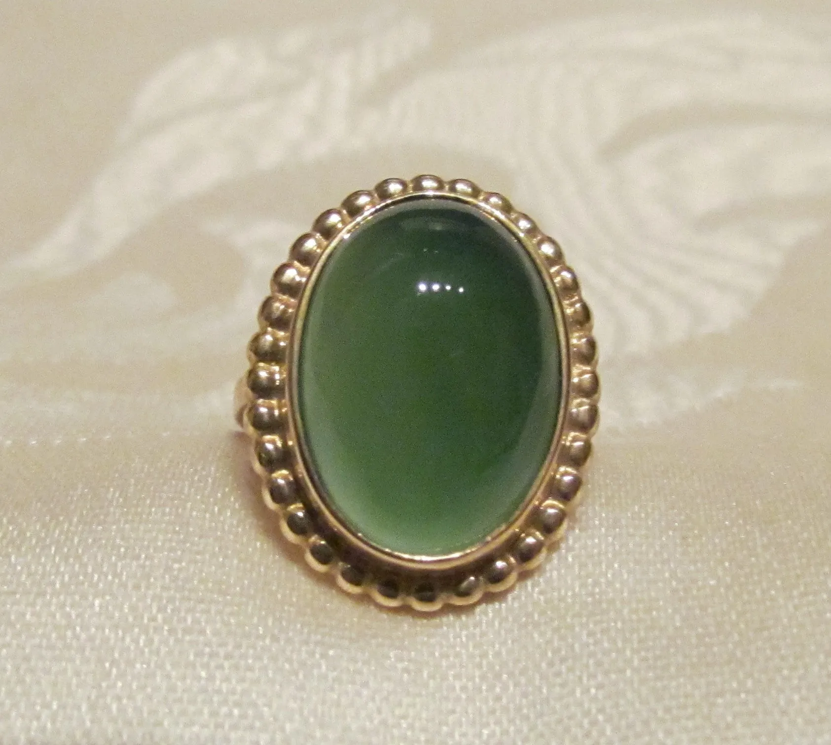 14Kt Gold Ring 6.55ct Chrysoprase Ring High Fashion Bruce Magnotti Cocktail Ring Fine Jewelry Size 6 1/2