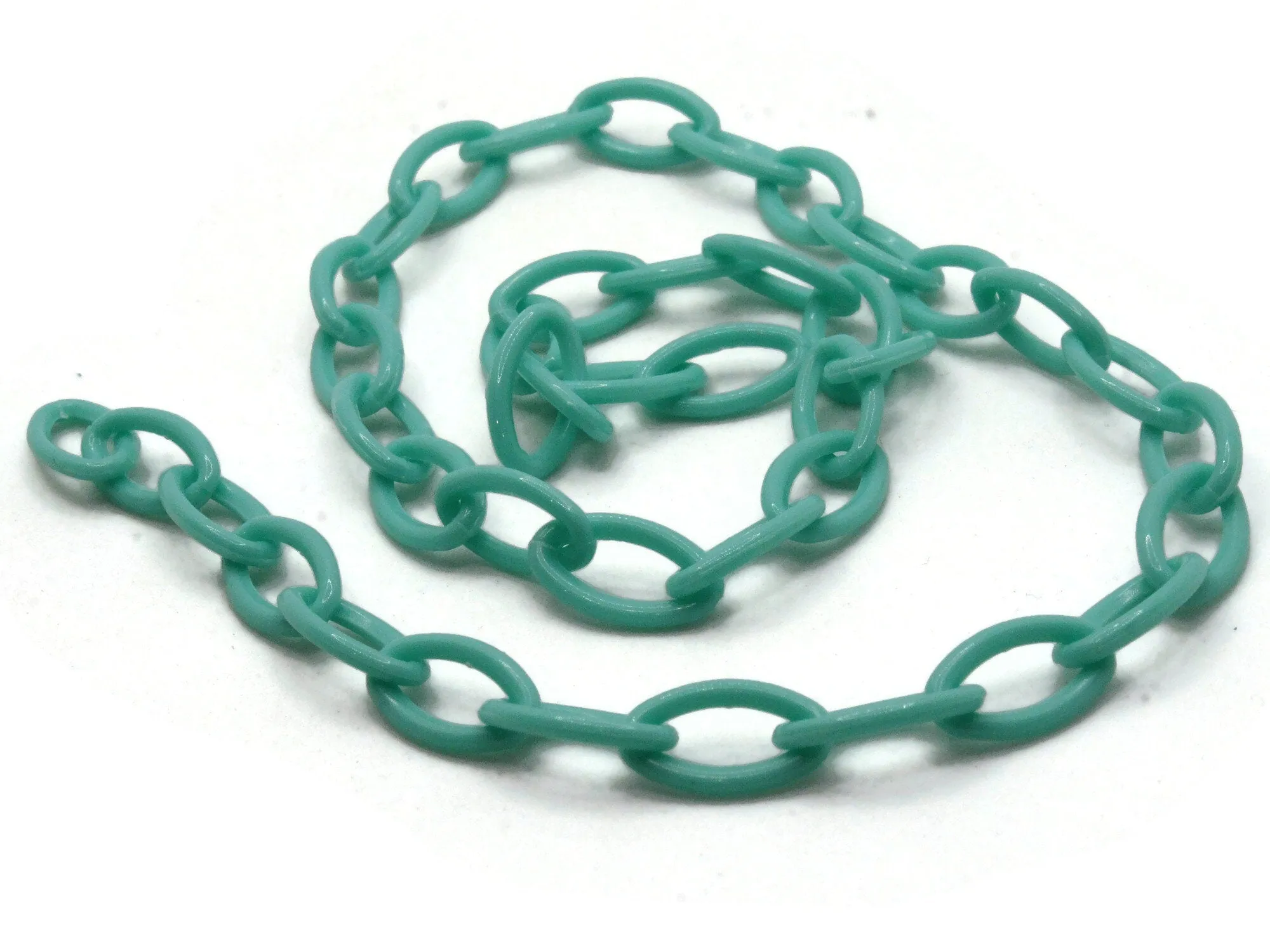 15.75 Inch Blue Green Plastic Oval Chain - 40cm chain - 13x8mm Links