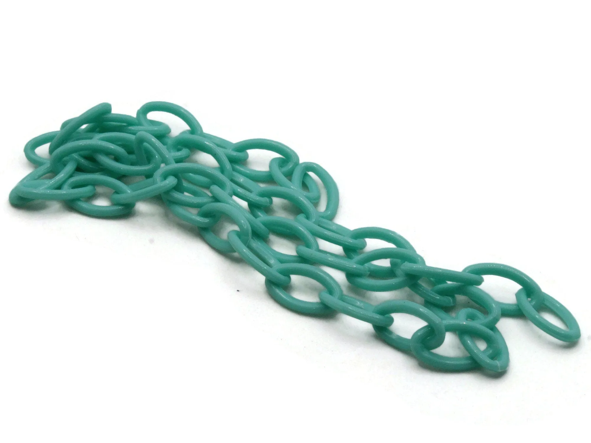 15.75 Inch Blue Green Plastic Oval Chain - 40cm chain - 13x8mm Links