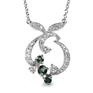 18ct Brilliant Cut Diamond & Emerald 'Apple' Necklace