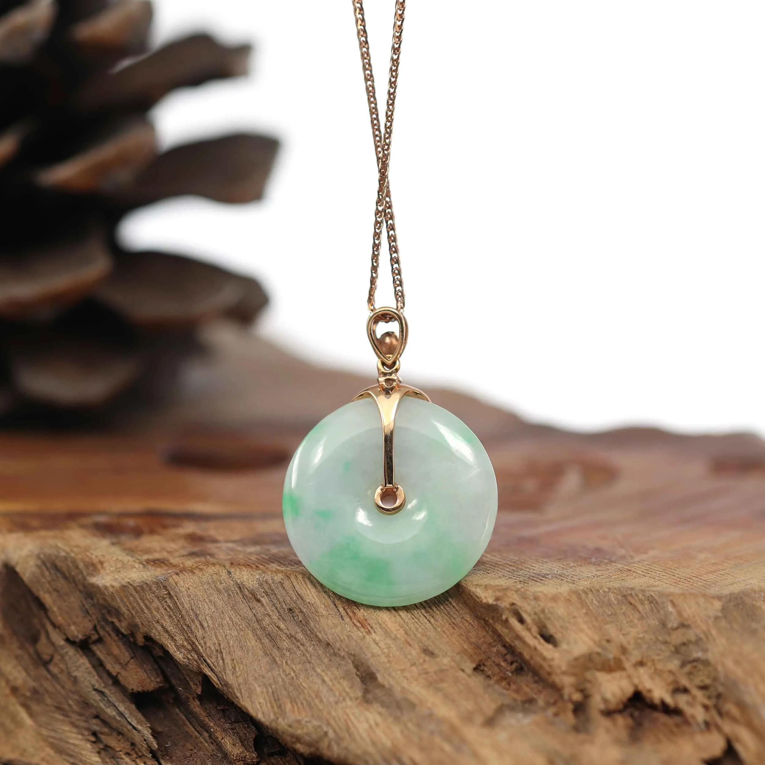 18k Rose Gold Genuine Jadeite Constellation (Taurus) Necklace with Diamonds