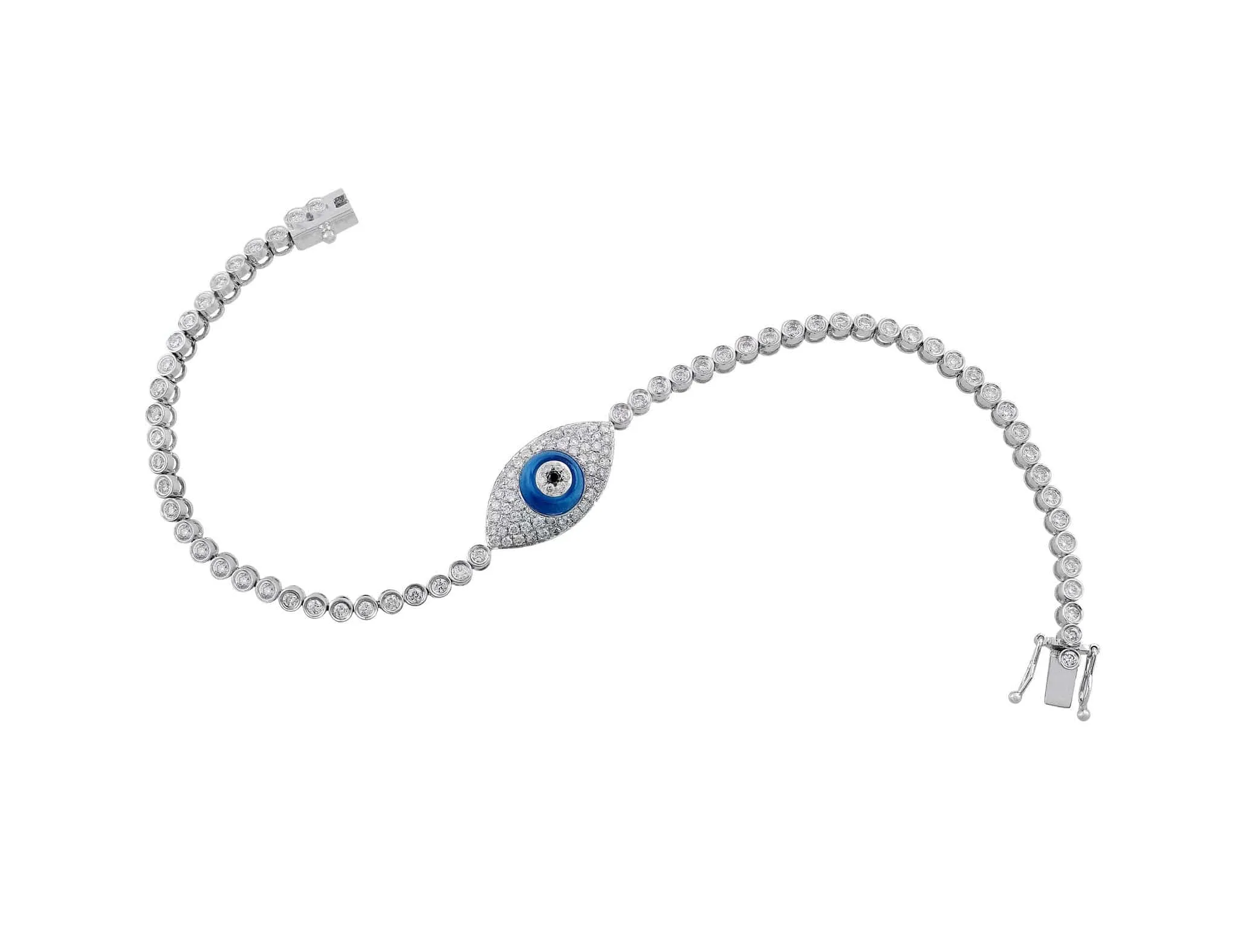 18k White Gold Evil Eye Pavé Diamond Bracelet