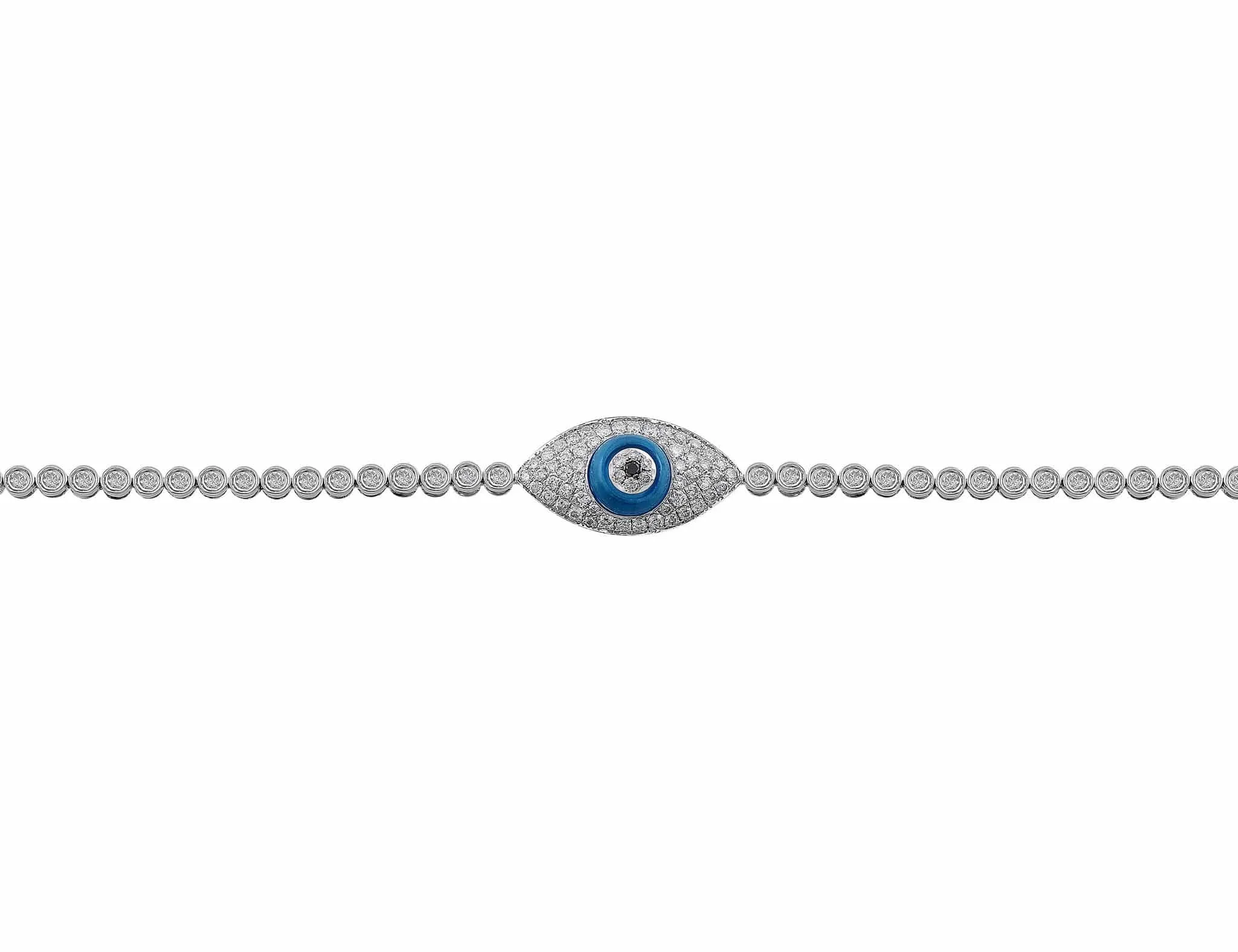 18k White Gold Evil Eye Pavé Diamond Bracelet