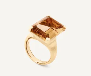 18K Yellow Gold Champagne Quartz Cocktail Ring