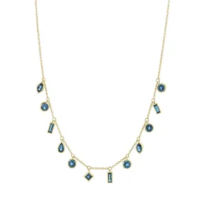 18K Yellow Gold London Blue Topaz Necklace