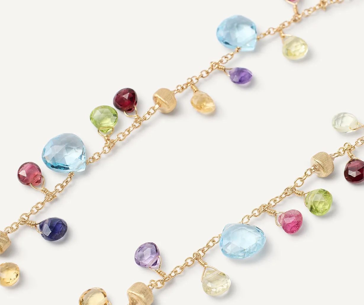 18K Yellow Gold Single-Strand Gemstone Necklace, Topaz Accents