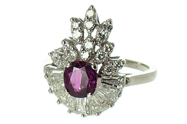 1950s Pink Tourmaline & Diamond Cocktail Ring