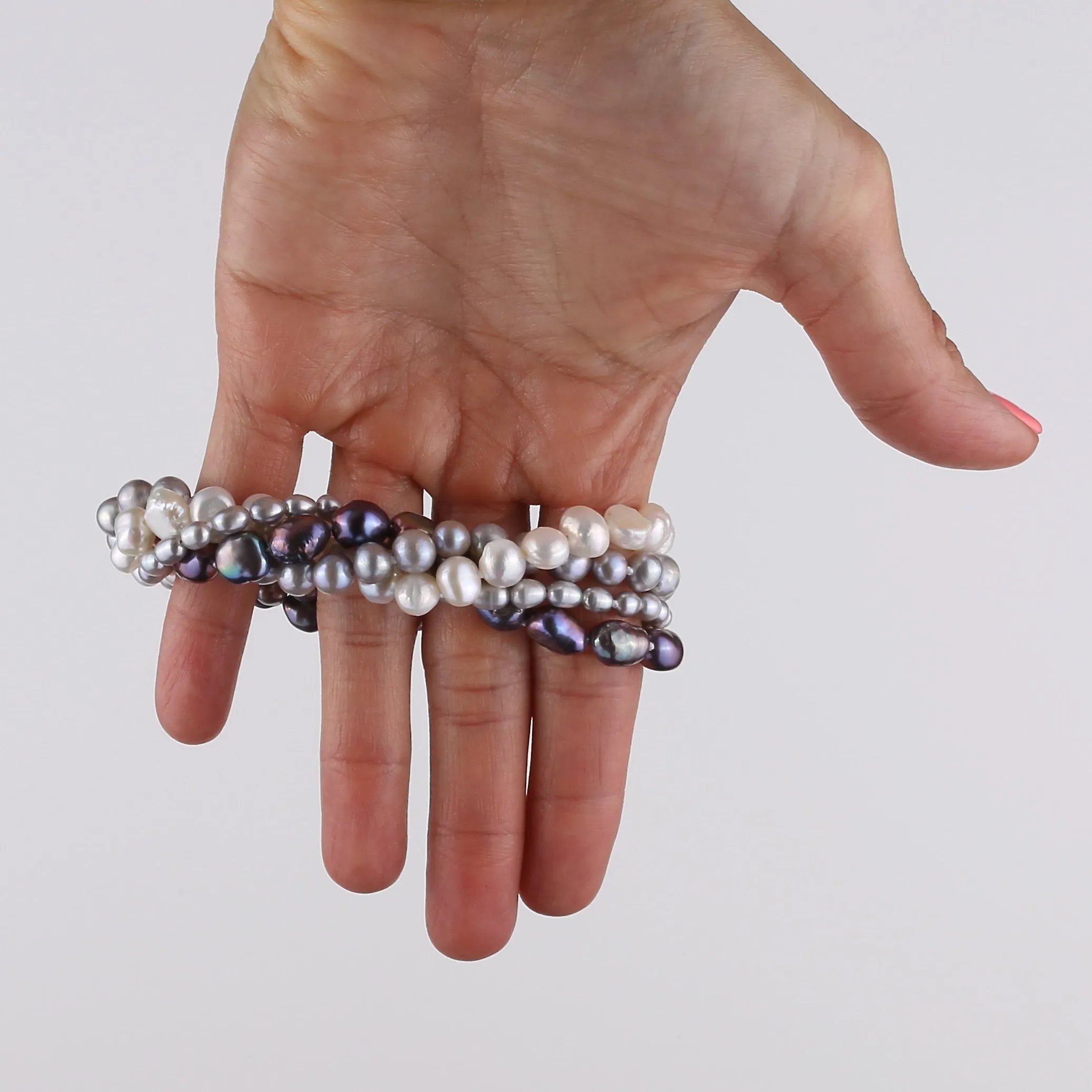 202-DM | DARK MIX 4-STRAND BAROQUE PEARL BRACELET