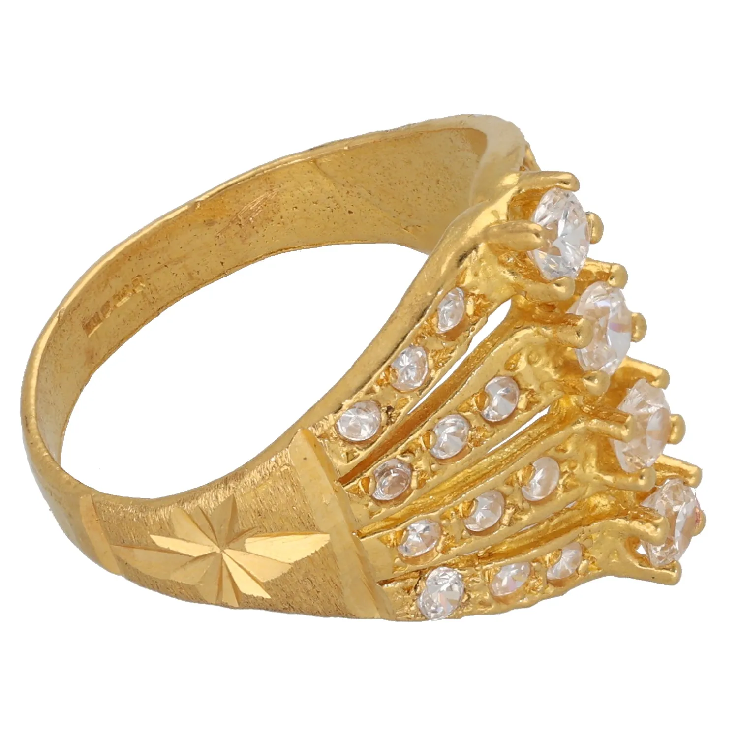 22ct Gold Cubic Zirconia Dress/Cocktail Ring Size S