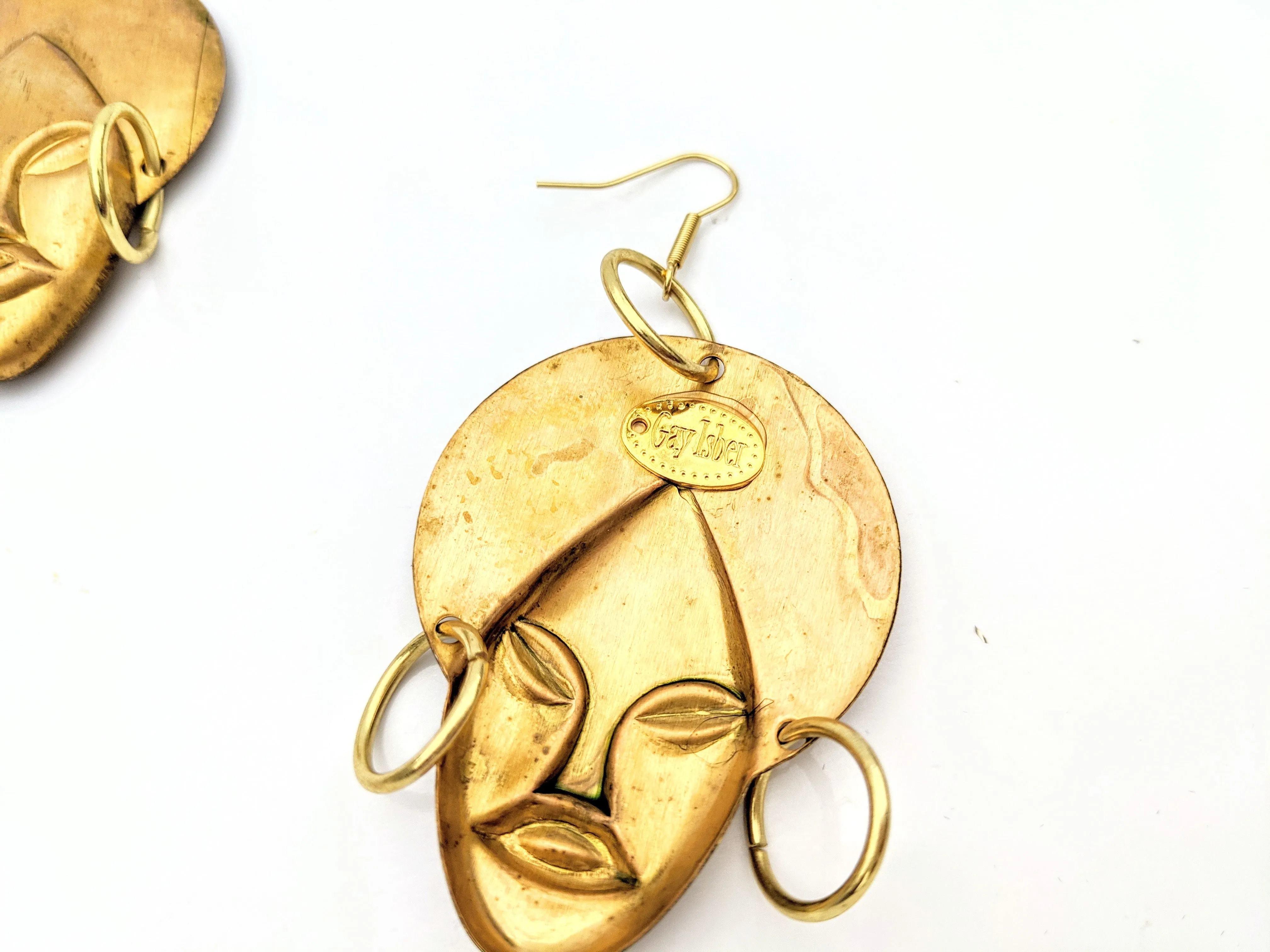 24k Gold Plated Brass Genie African Earrings USA Sugar Gay Isber gift bag XL