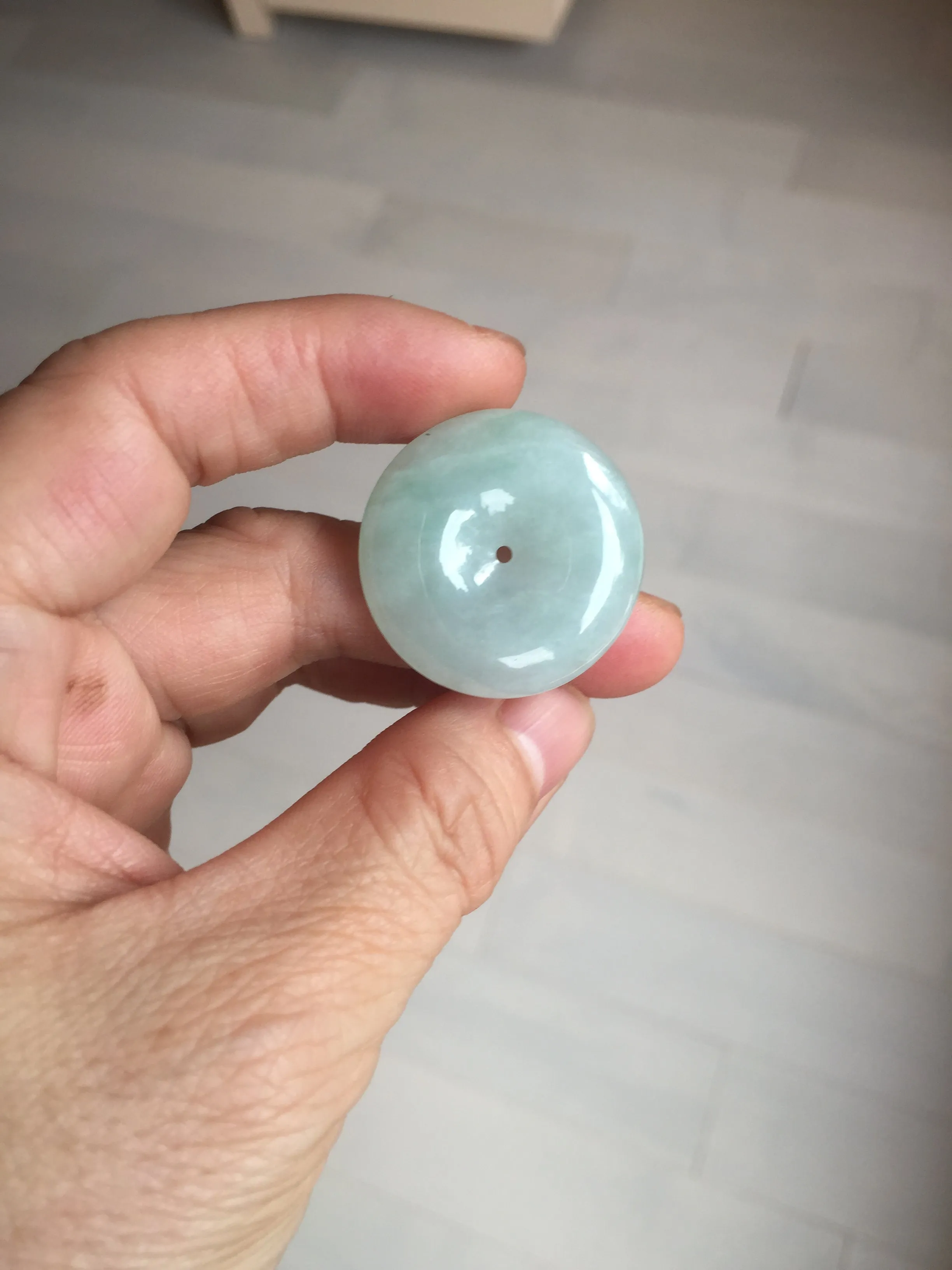 28.6/5.6mm Type A 100% Natural sunny green light purple red Jadeite Jade Safety Guardian Button donuts Pendant group BP112