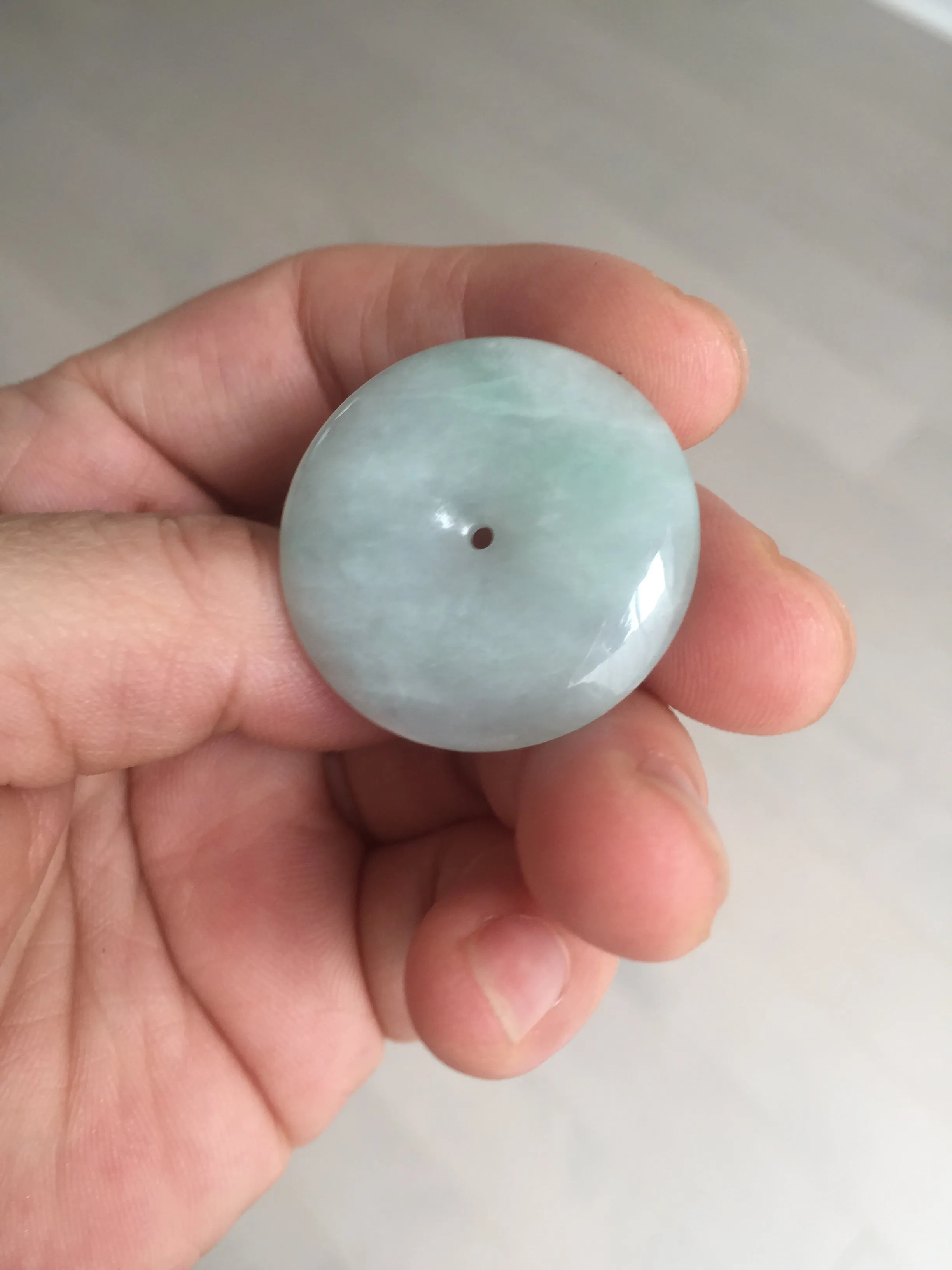 28.6/5.6mm Type A 100% Natural sunny green light purple red Jadeite Jade Safety Guardian Button donuts Pendant group BP112