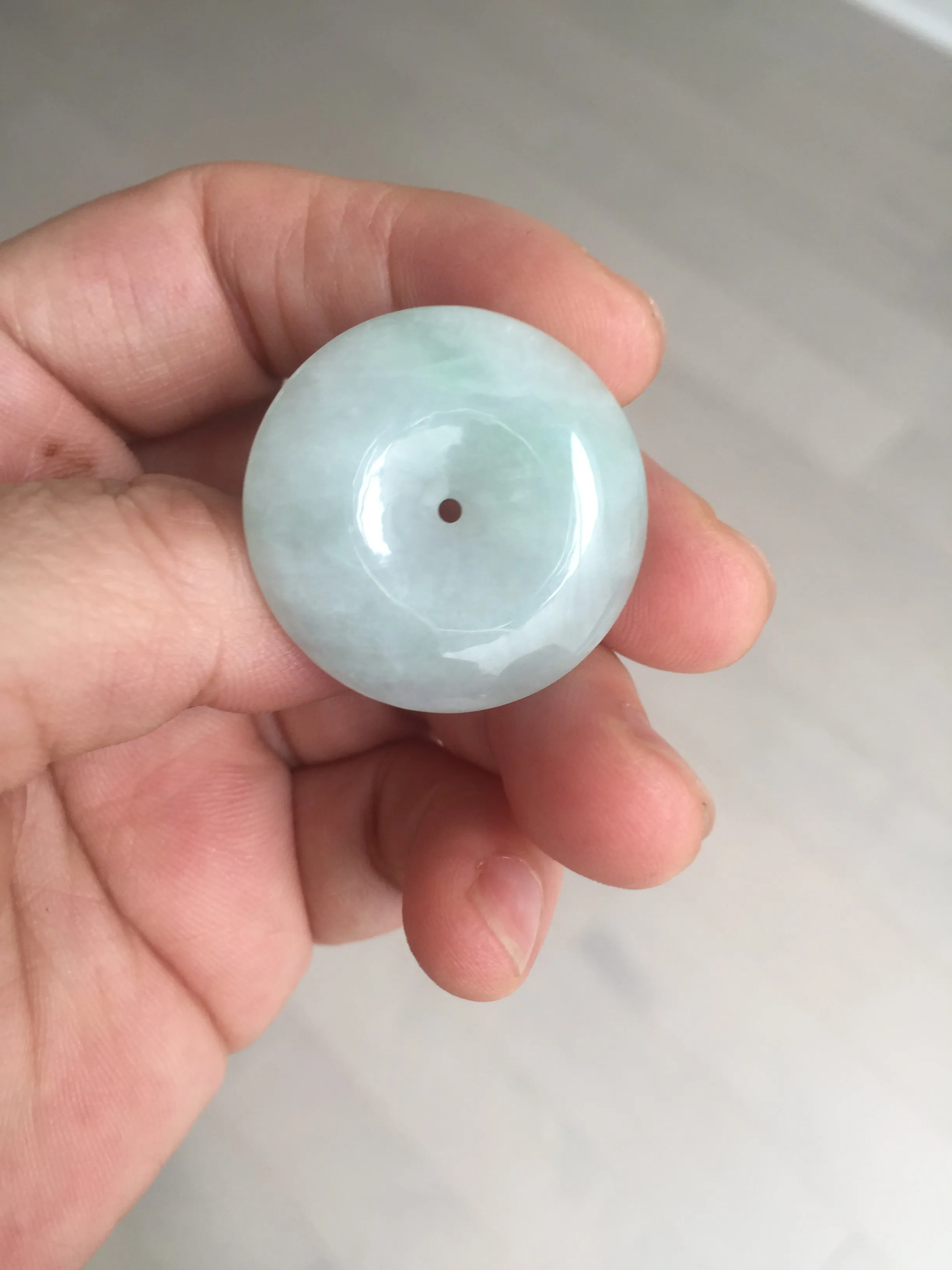 28.6/5.6mm Type A 100% Natural sunny green light purple red Jadeite Jade Safety Guardian Button donuts Pendant group BP112