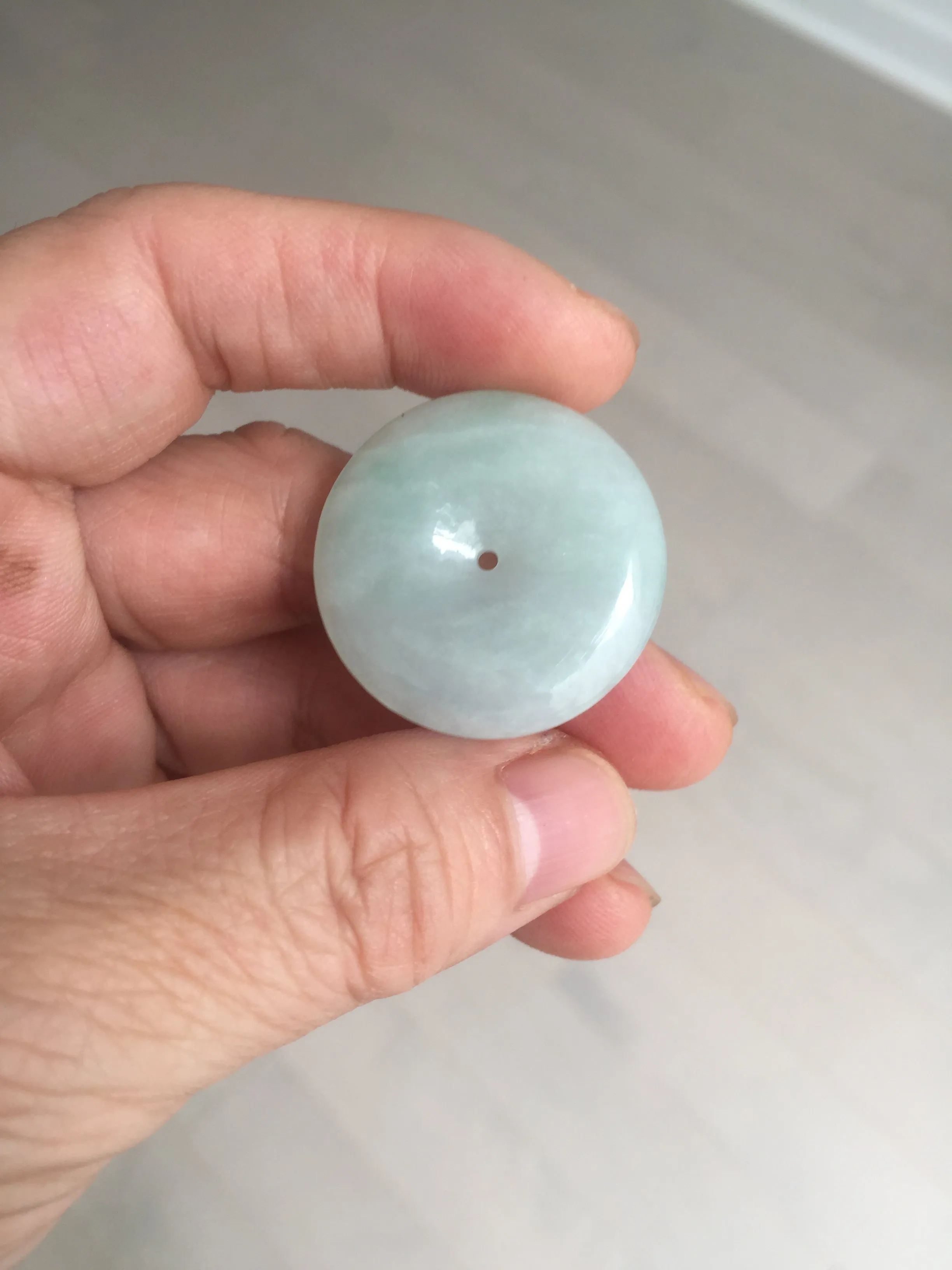 28.6/5.6mm Type A 100% Natural sunny green light purple red Jadeite Jade Safety Guardian Button donuts Pendant group BP112