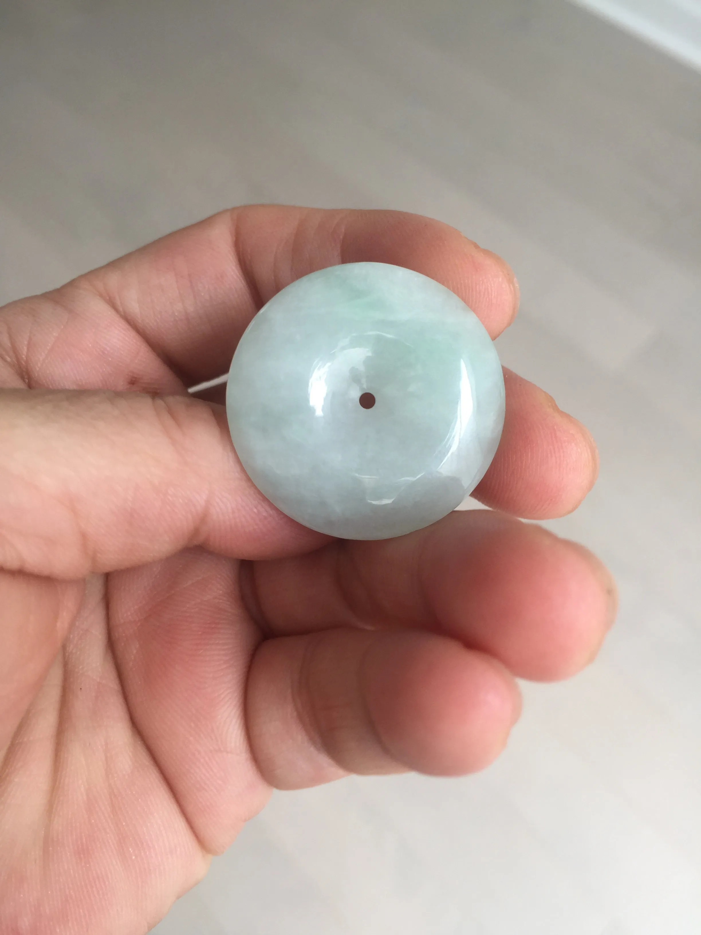 28.6/5.6mm Type A 100% Natural sunny green light purple red Jadeite Jade Safety Guardian Button donuts Pendant group BP112