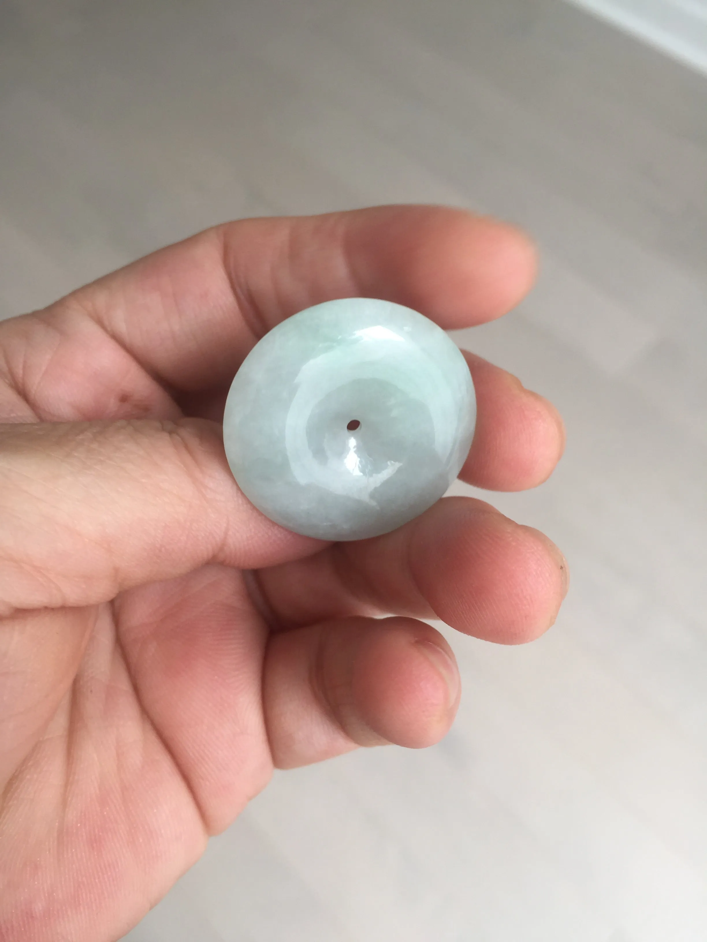 28.6/5.6mm Type A 100% Natural sunny green light purple red Jadeite Jade Safety Guardian Button donuts Pendant group BP112