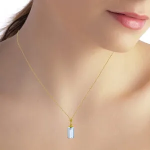 4.5 Carat 14K Solid Yellow Gold Necklace Bullet Cut Blue Topaz