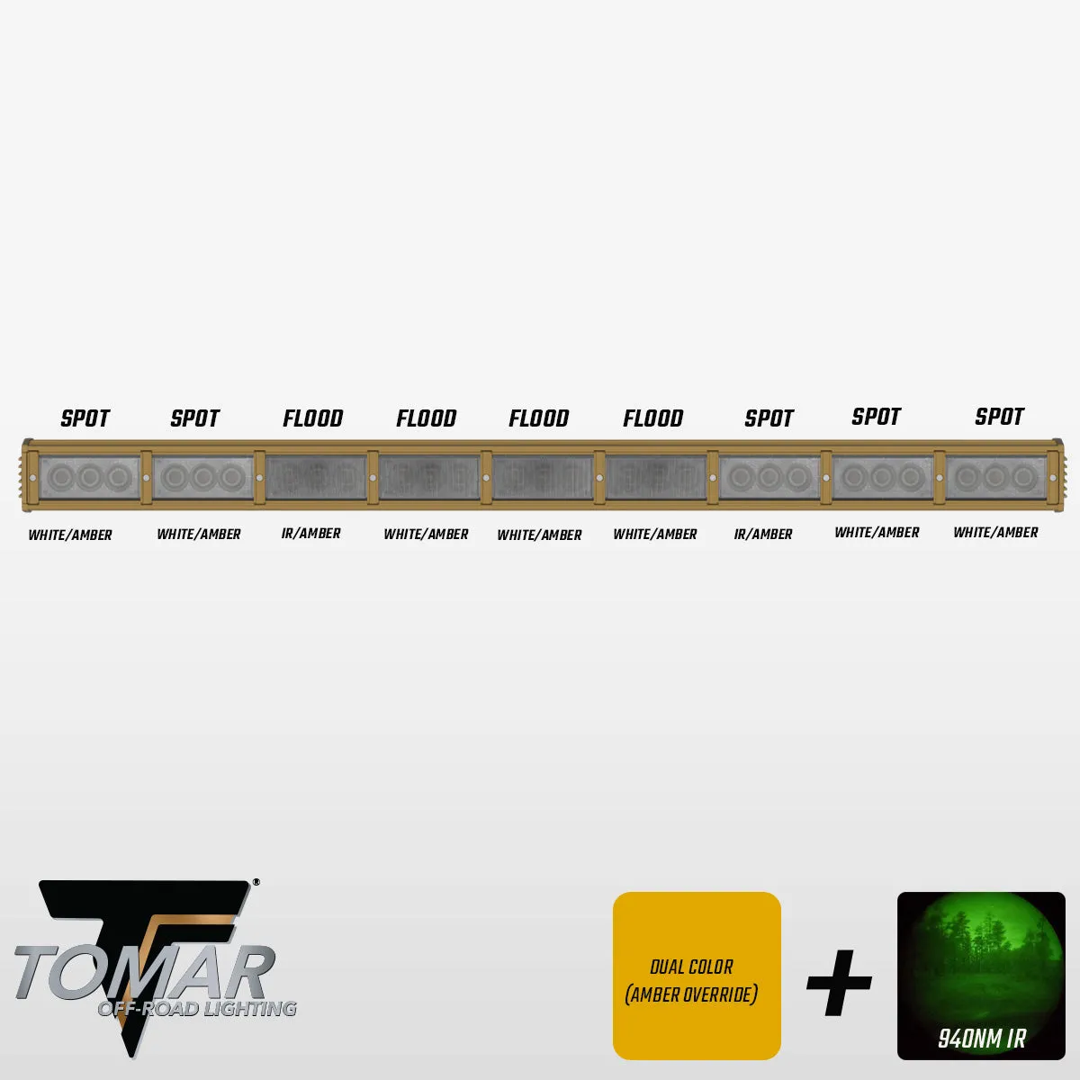 45" TRX Series Dual-Color Infrared LED Light Bar (White, IR, & Amber)