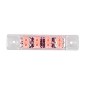 6"L RECT. PEARL RED/CLEAR 8 LED LIGHT, HIGH/LOW 3 WIRES