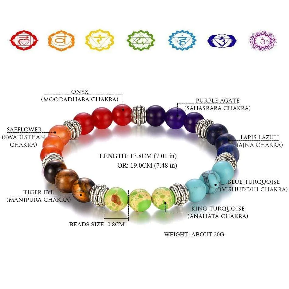 7 Chakras Reiki Healing Stone Bracelet