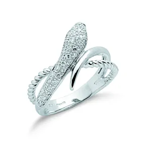 9K White Gold 0.15ct Diamond Snake Ring