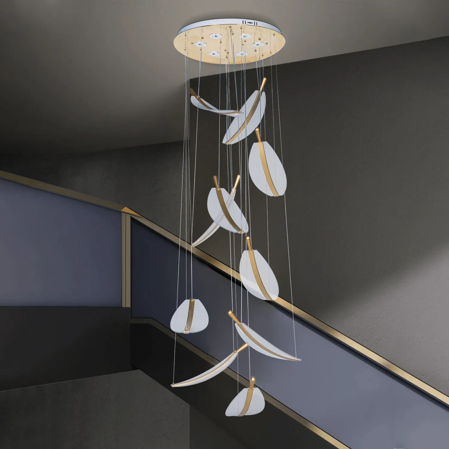 Acrylic Leaf Duplex Chandelier