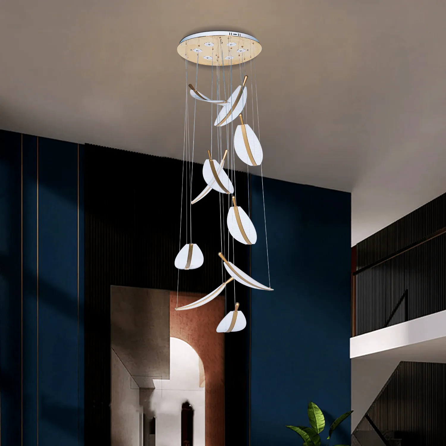 Acrylic Leaf Duplex Chandelier