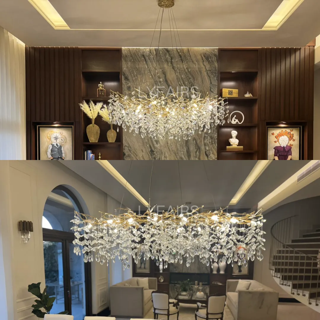 Affordable New French Style Branch Crystal Chandelier Crystal Leaves Ceiling Light Fixture