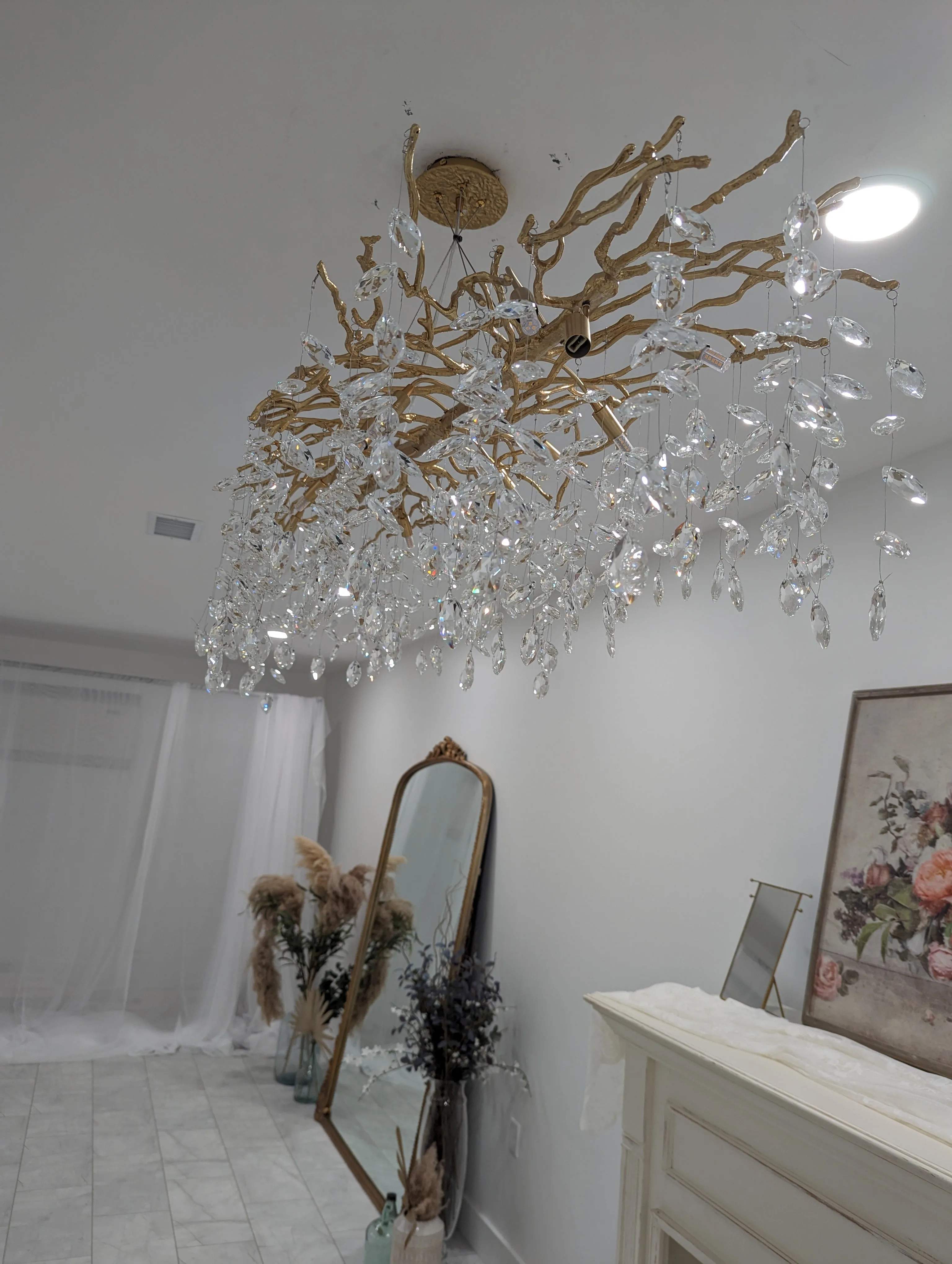 Affordable New French Style Branch Crystal Chandelier Crystal Leaves Ceiling Light Fixture