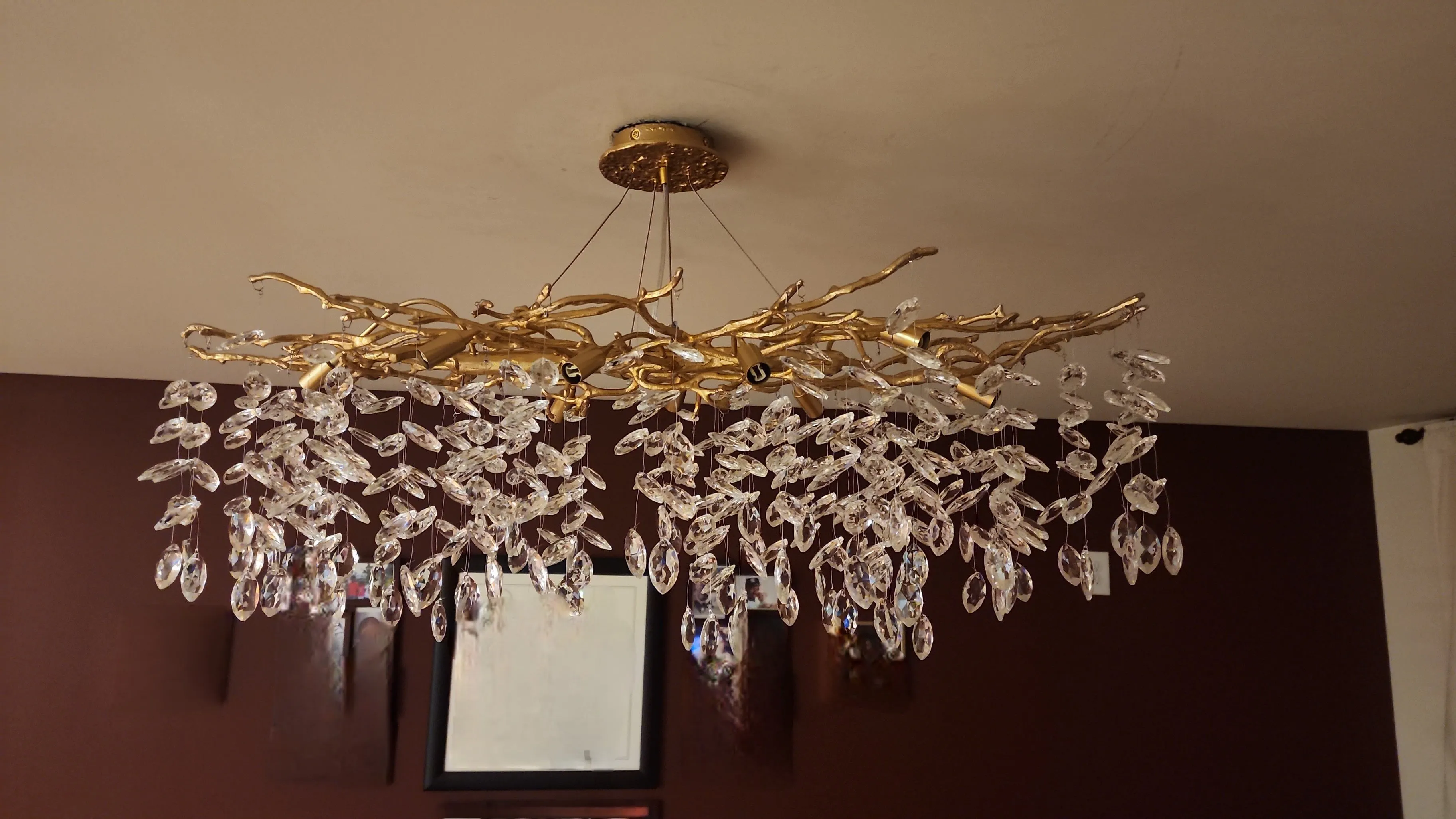 Affordable New French Style Branch Crystal Chandelier Crystal Leaves Ceiling Light Fixture